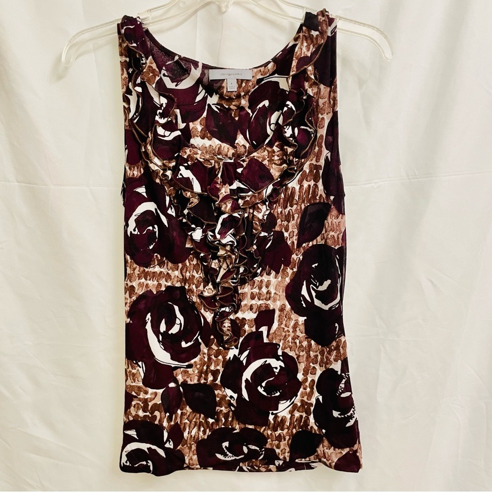 Classiques Entier Floral Tank Top - Burgundy Brown, Black and White